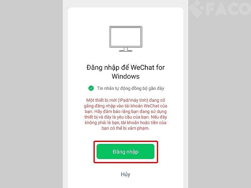 Mở sẵn ứng dụng để đăng nhập vào WeChat