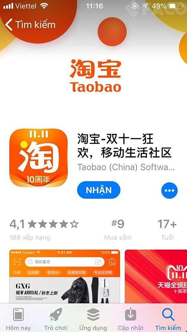 Tải app Taobao về điện thoại