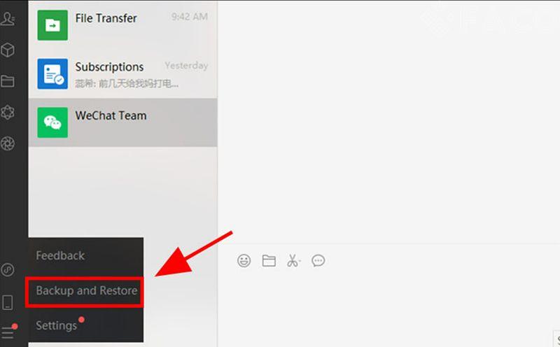 Tìm phần “Backup and Restore” để bắt đầu quá trình sao lưu Wechat