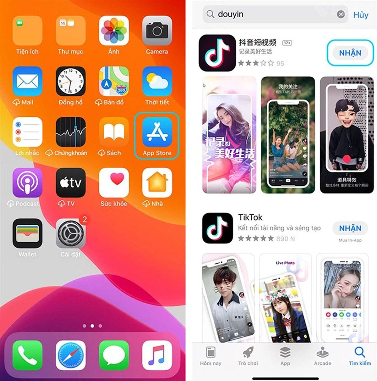 Vào App Store và gõ tìm kiếm với từ khóa Douyin