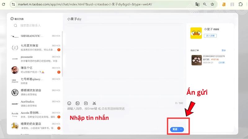 Chat shop Taobao để khiếu nại, đổi trả