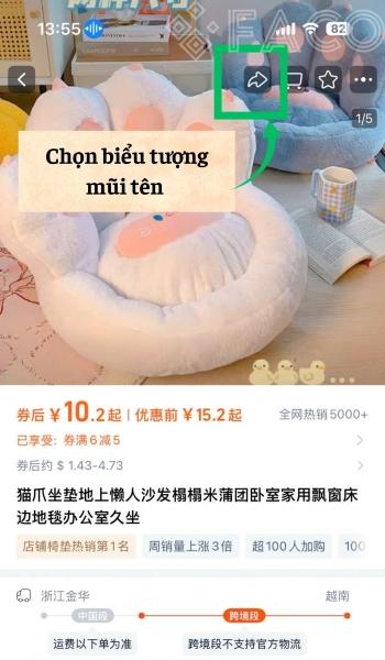 Chọn biểu tượng mũi tên 