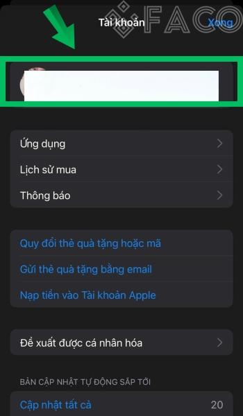 Chọn tài khoản 
