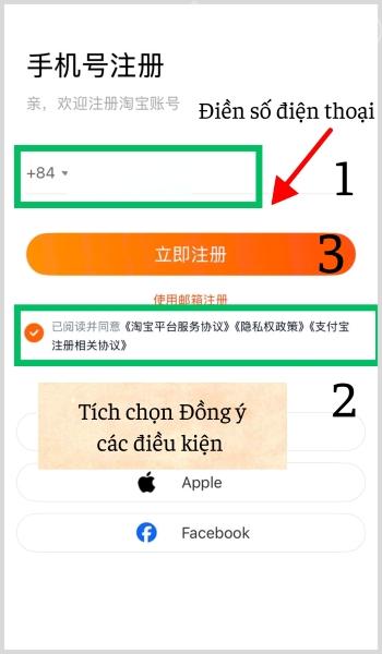 Nhập số điện thoại cần đăng ký 