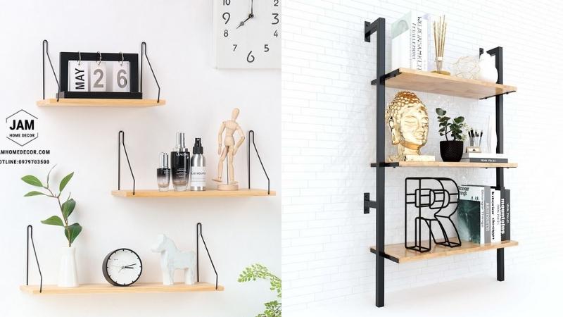 Giá treo tường Trung Quốc có kệ gỗ 