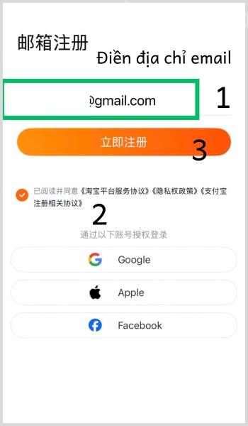 Điền email và ấn Đăng ký 
