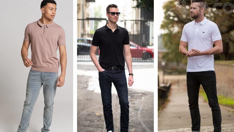 Áo polo nam phối cùng quần jeans