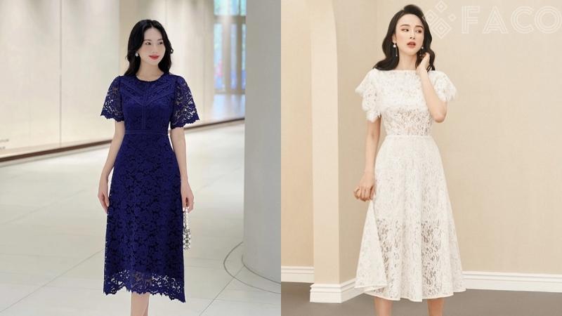 Đầm ren Trung Quốc dáng suông 