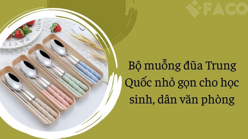 Bộ muỗng đũa Trung Quốc nhỏ gọn cho học sinh, dân văn phòng